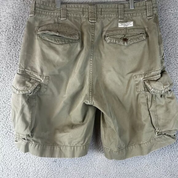 VTG Polo Ralph Lauren Cargo shorts olive Green men size 36 Baggy Pockets Y2K - Picture 2 of 4